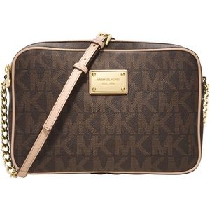 Michael Kors Brown/Tan Travel Logo Crossbody Bag